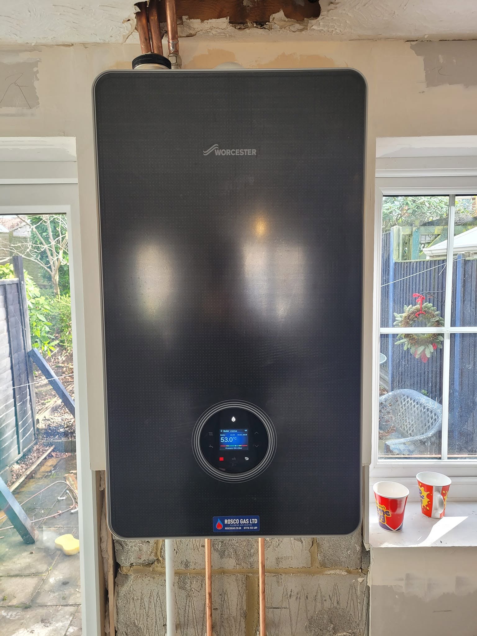 Modern gas boiler installation
